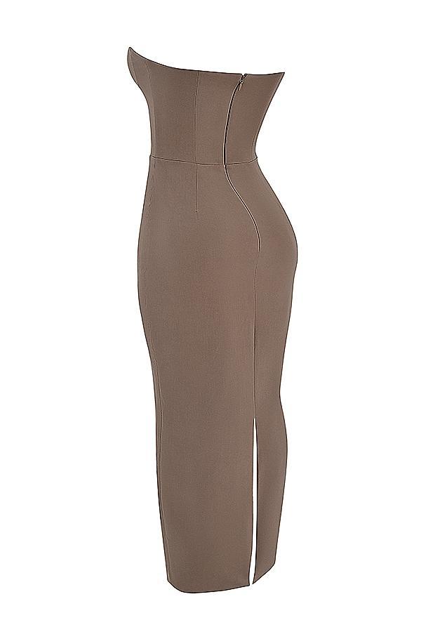 Lucia Taupe Strapless Corset Maxi Dress Product Image