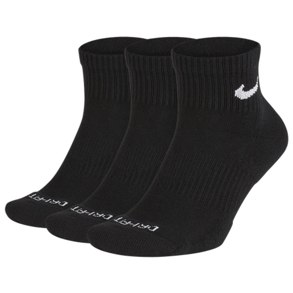 NIKE Dri-fit Cushion Quarter Socks 3-pack In White,(black) Product Image