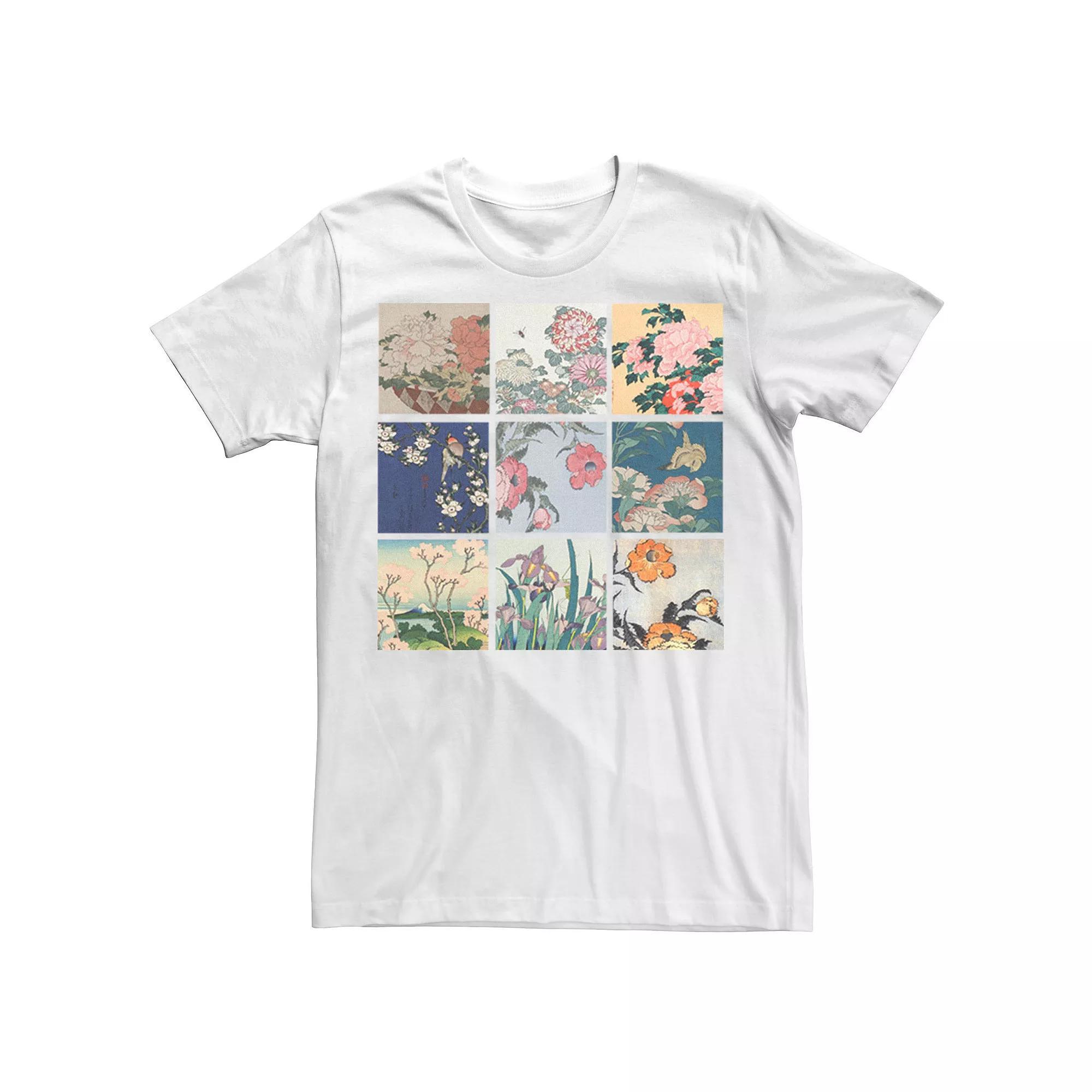 Men's Katsushika Hokusai Floral Photo Tee, Size: XL, White Product Image