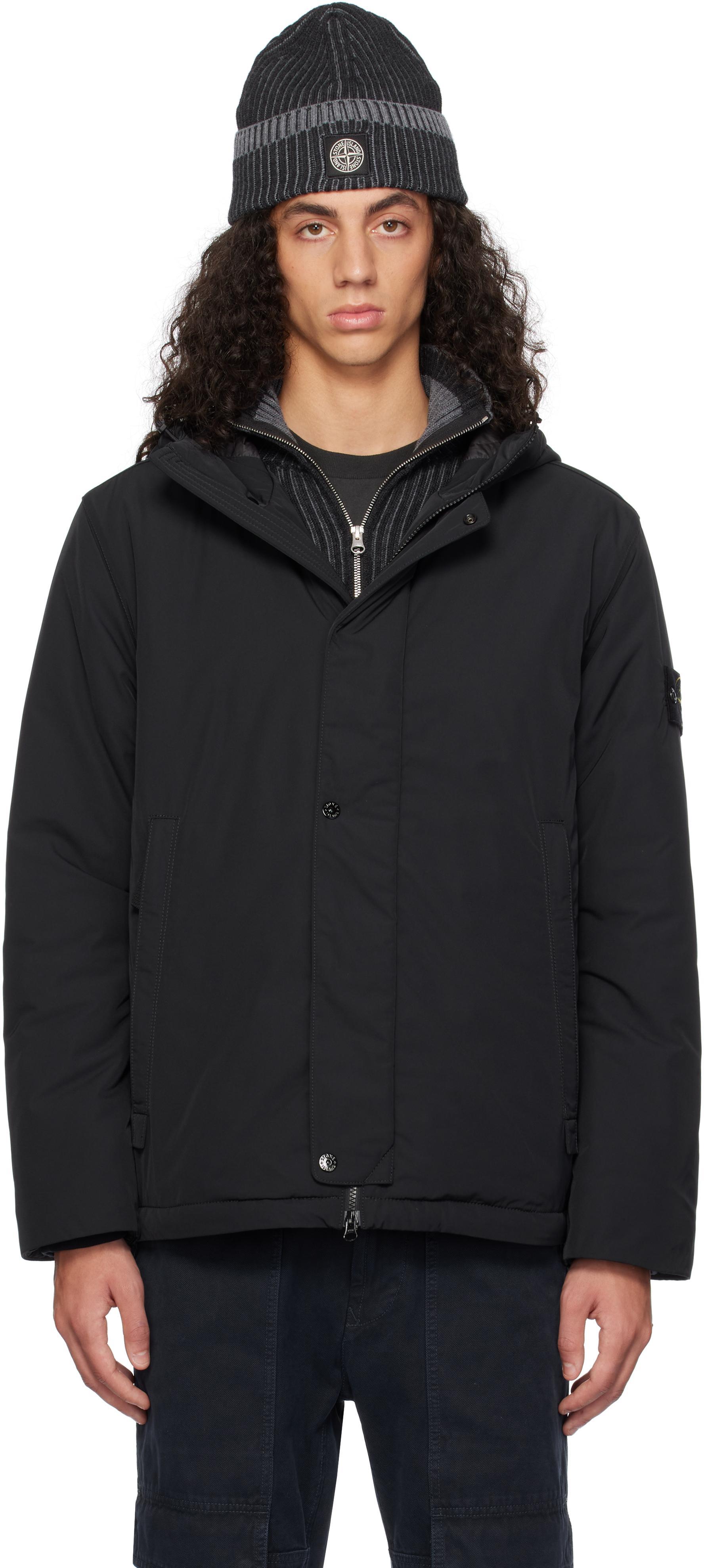 STONE ISLAND Hooded Jacket In V0029 Black Product Image