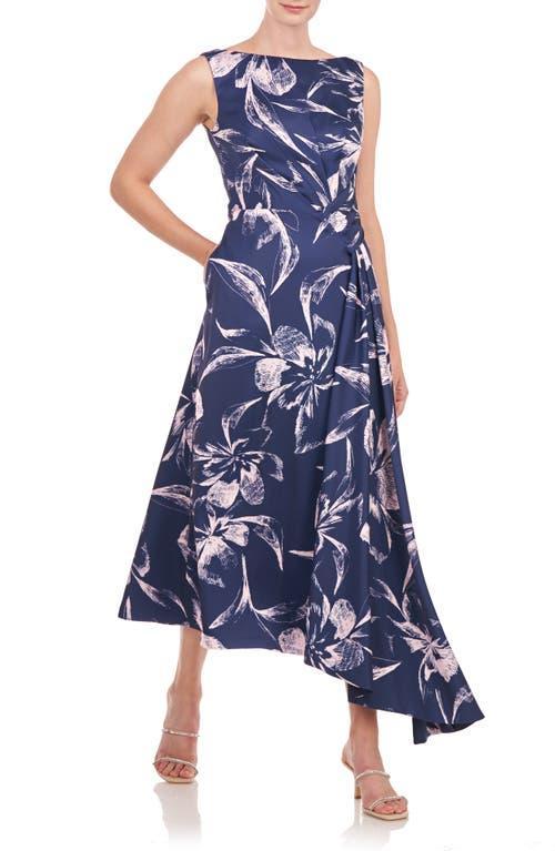 Womens Emmaline Draped Floral Midi-Dress Product Image