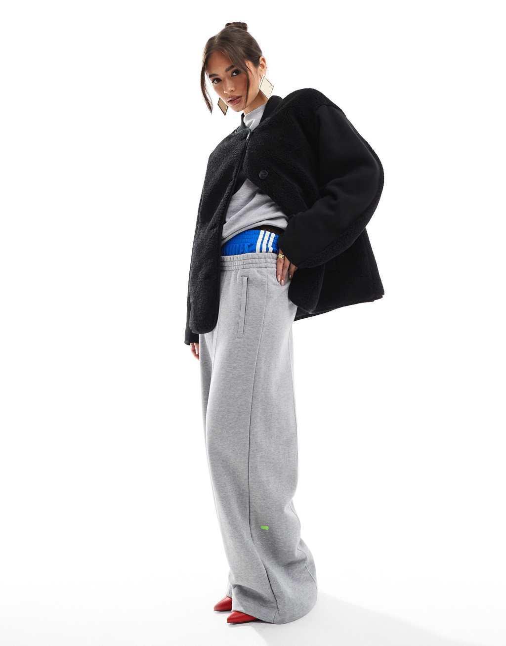 ASOS DESIGN spliced teddy formal jacket in black Product Image