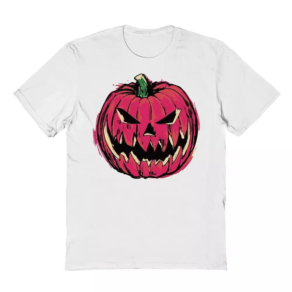 Men's Pink Pumpkin Halloween Graphic Tee, Size: Medium, White Product Image