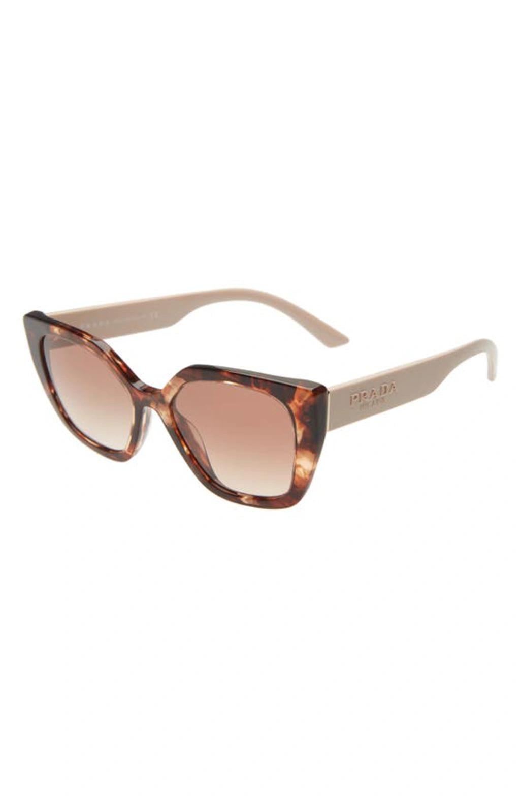 PRADA 52mm Butterfly Polarized Sunglasses In Brown Tortoise Product Image