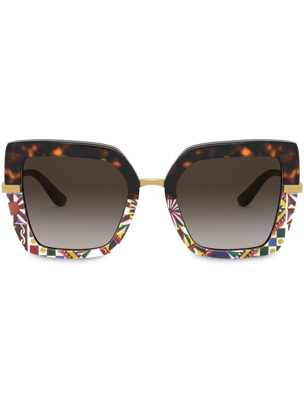 DOLCE & GABBANA Oversized Patterned Sunglasses In Brown Product Image