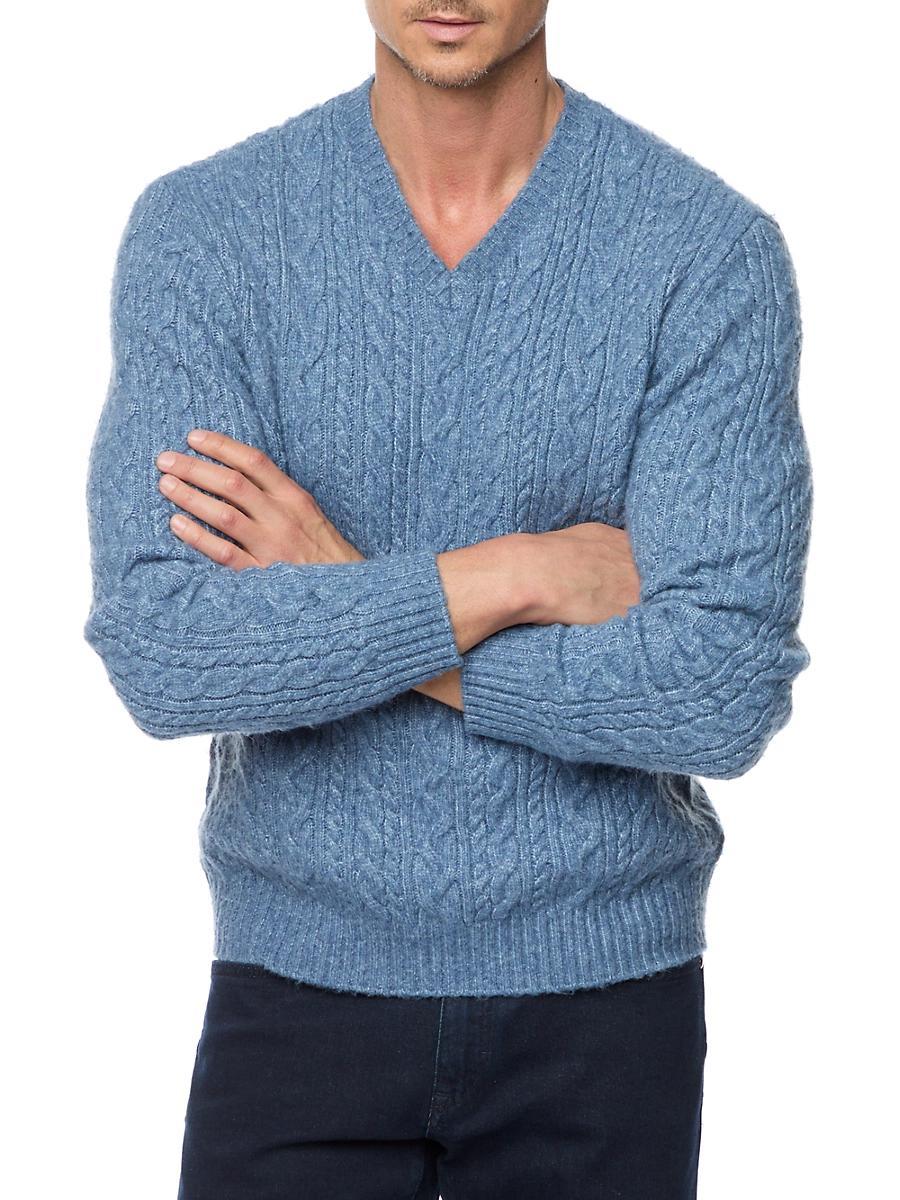 Mens Anson V-Neck Cable Knit Sweater Product Image