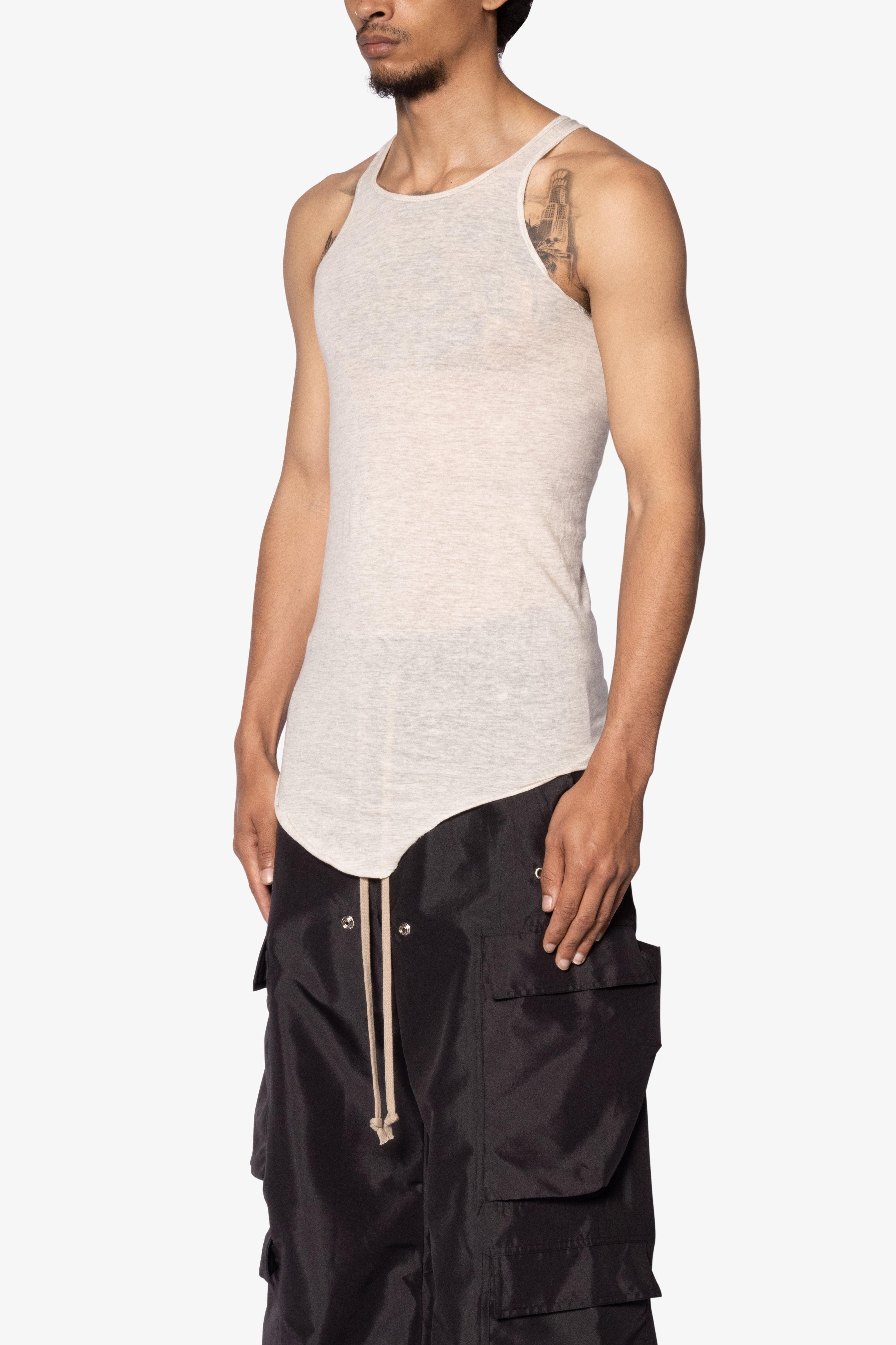 Sheer Knit Racer Tank - Grey Product Image