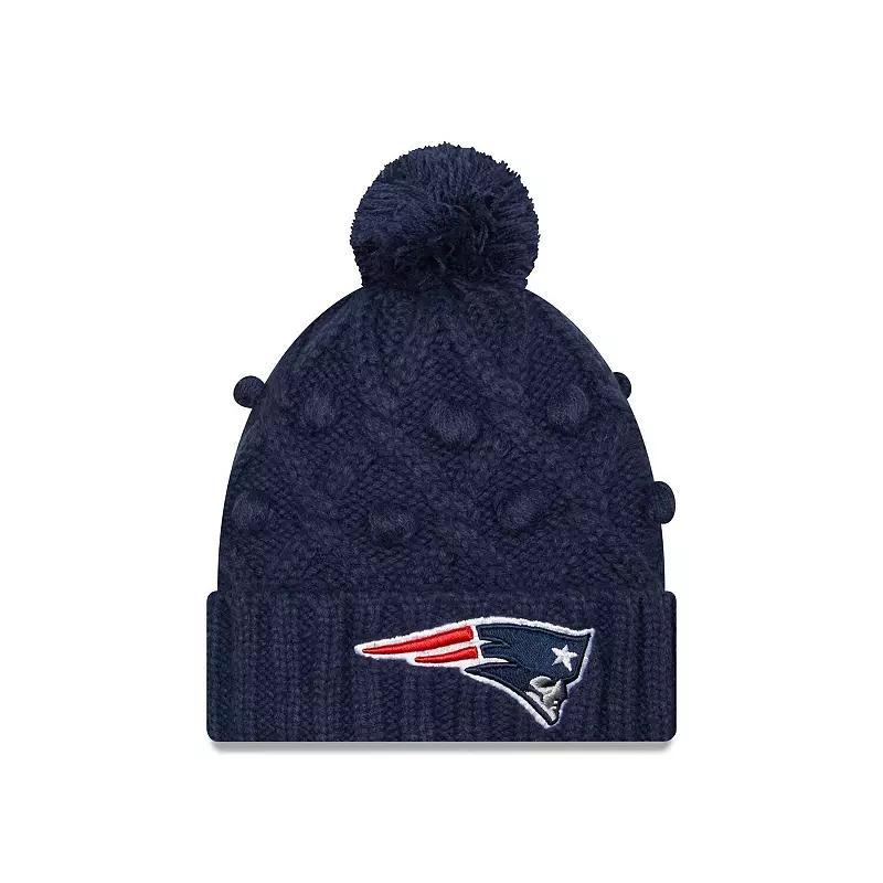 Womens New Era New England Patriots Toasty Cuffed Knit Hat with Pom, Blue Product Image