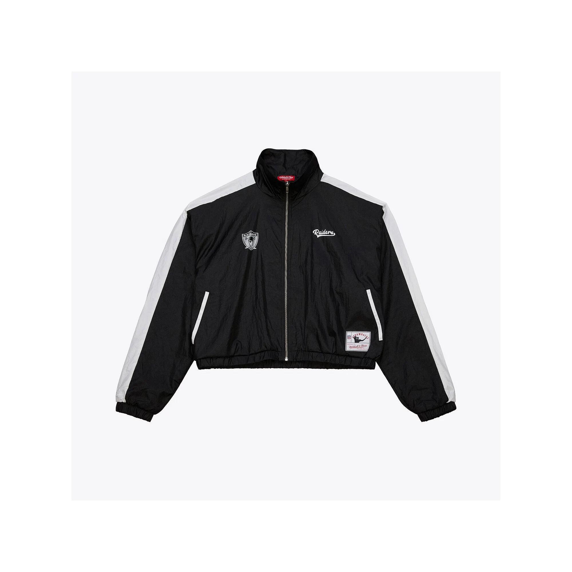 Women's Mitchell & Ness Black Oakland Raiders Nylon Cropped Full-Zip Jacket,  Product Image
