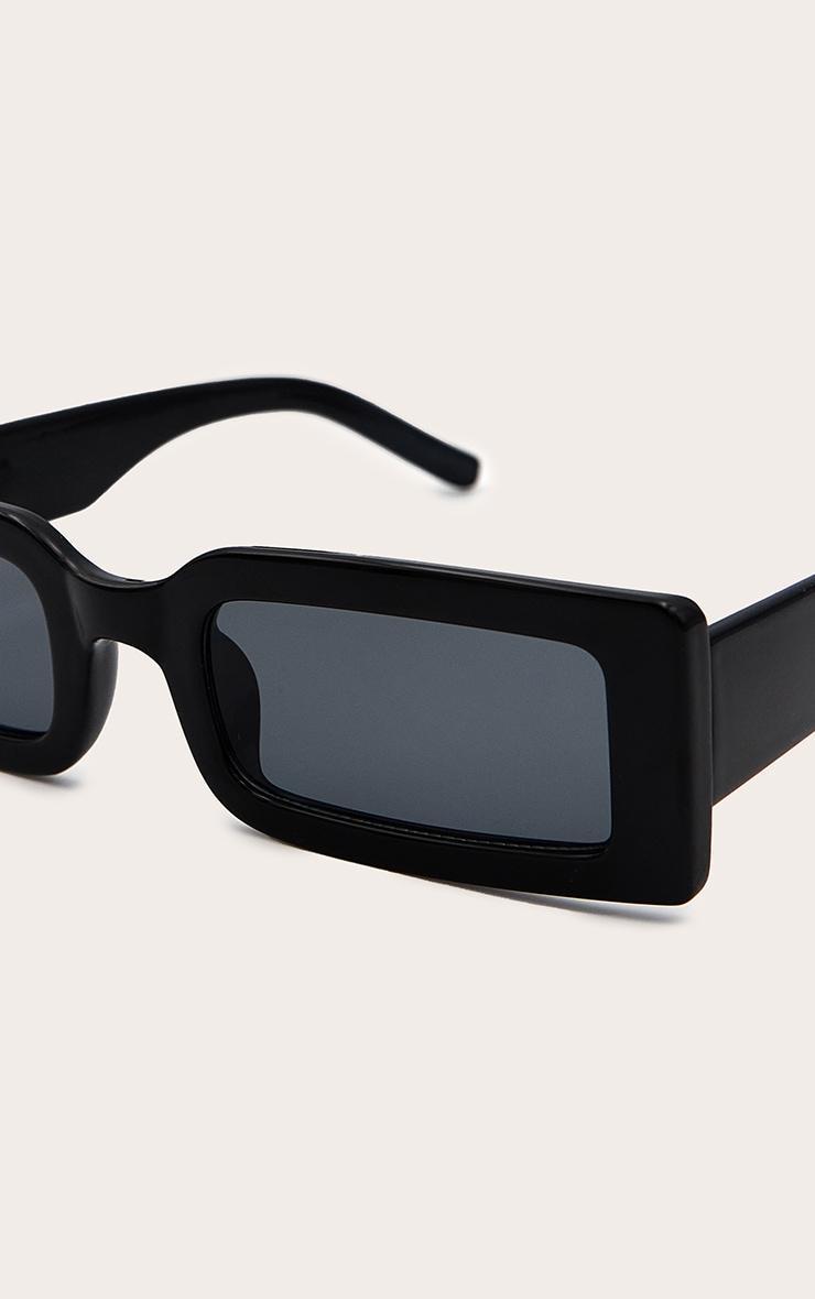 Black Slim Rectangular Frame Sunglasses Product Image