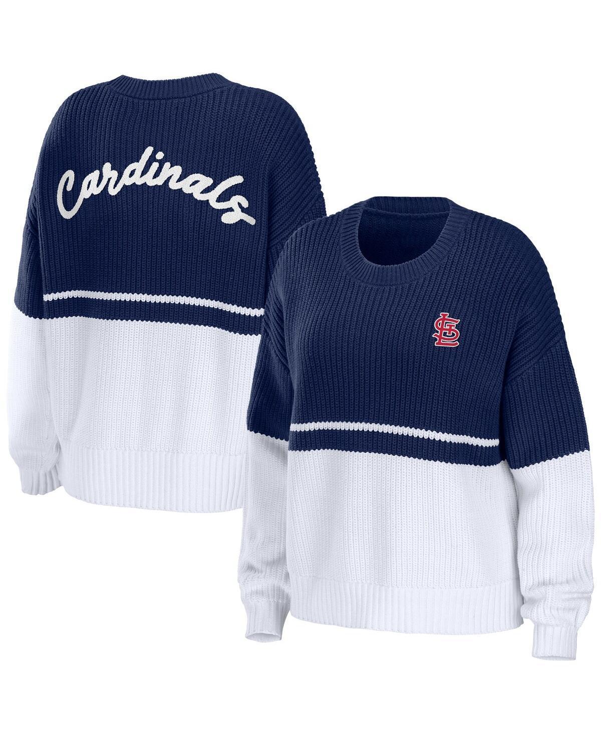 Womens WEAR by Erin Andrews /White Boston Red Sox Chunky Pullover Sweatshirt Blue Product Image