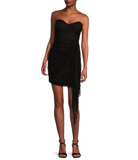 I.N. San Francisco Strapless Ruched Mesh Drape Side Mini Dress Product Image