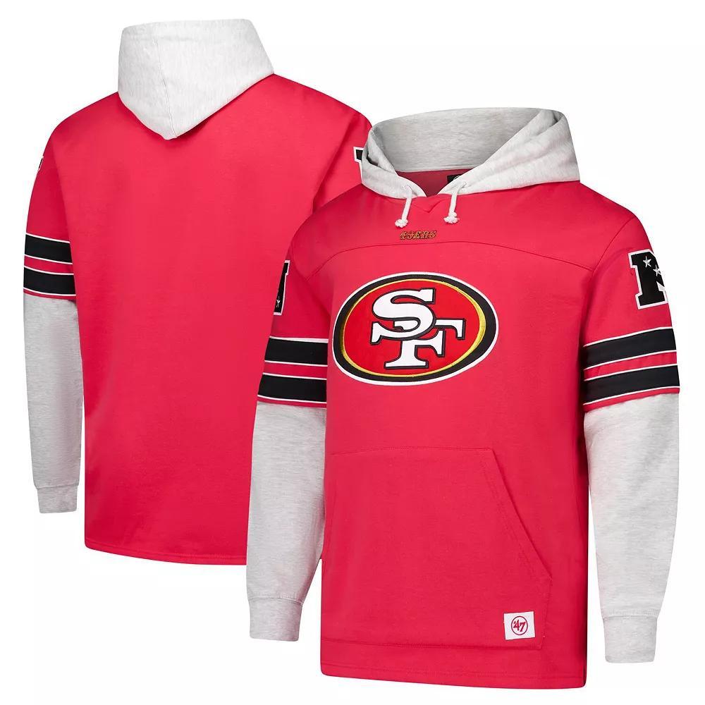 Men's '47 Scarlet San Francisco 49ers Big & Tall Lacer Pullover Hoodie,  Product Image