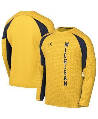 Mens Jordan Maize Michigan Wolverines Basketball Shooting Raglan Long Sleeve T-shirt Product Image