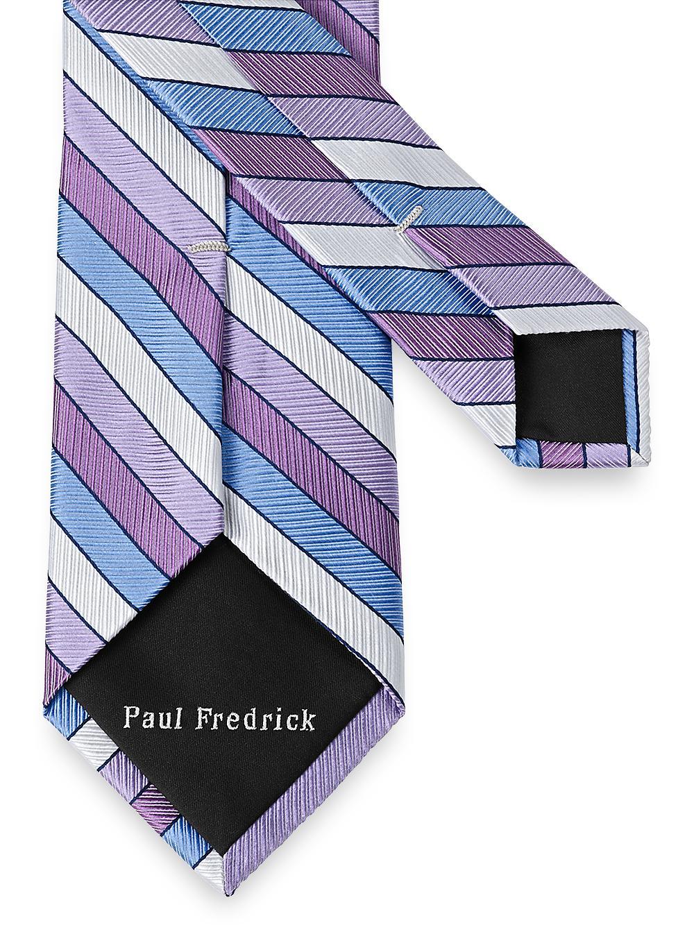 Stripe Woven Silk Tie - Purple Multi Product Image