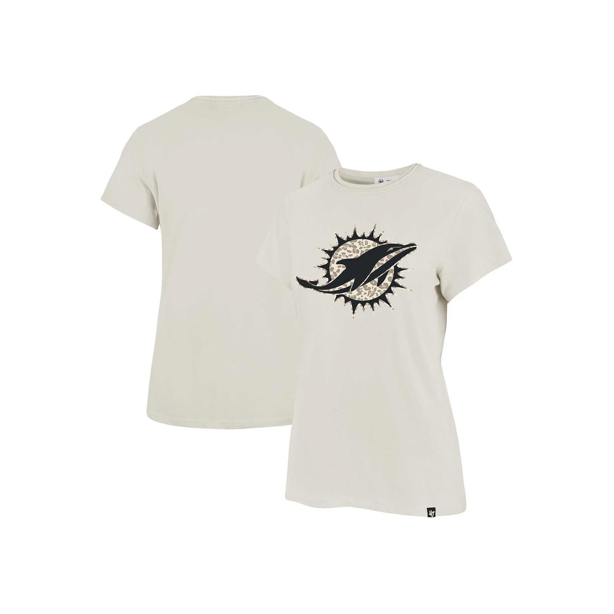 Women's '47 Cream Miami Dolphins Panthera Frankie T-Shirt, Size: XL, Beige Product Image