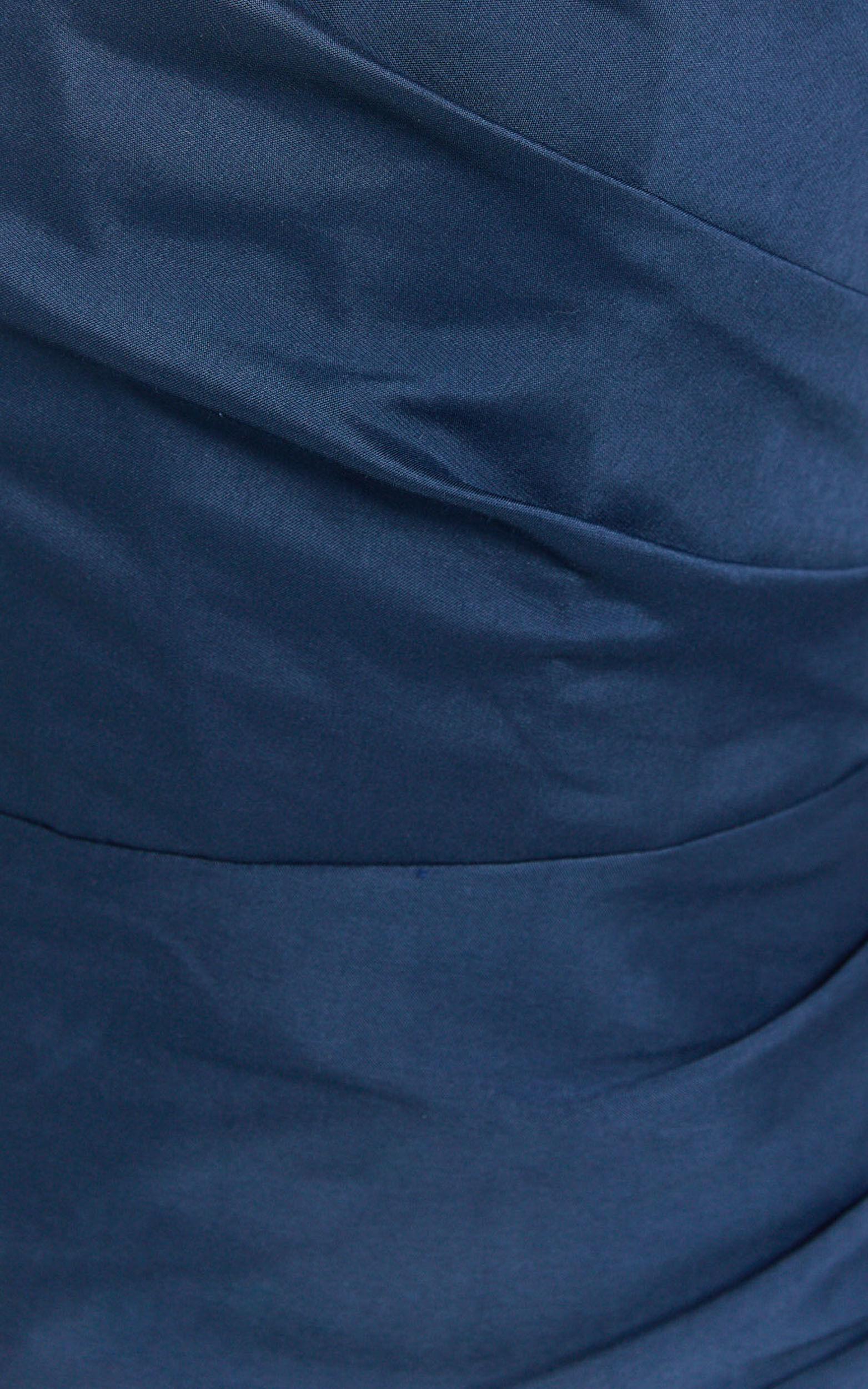 Stefania Mini Dress - Asymmetrical Removable Skirt Ruched Strapless Bodycon Dress in Navy Product Image