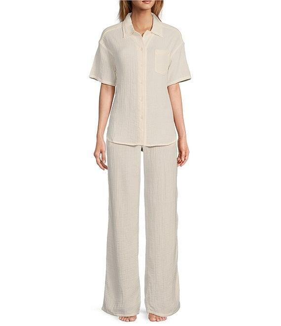 UGG Embrook Cotton Gauze Chest Pocket Button-Front Notch Collar Coordinating Lounge Top Product Image