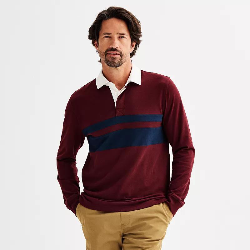 Mens Sonoma Goods For Life Long Sleeve Rugby Polo Blue Rugby Stripe Product Image