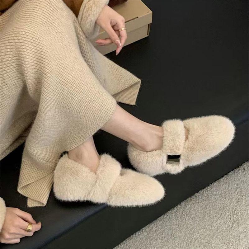 Fleece Buckled Flats Product Image