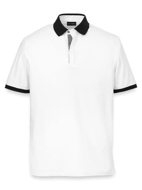 Cotton Blend Three Button Polo - White Product Image