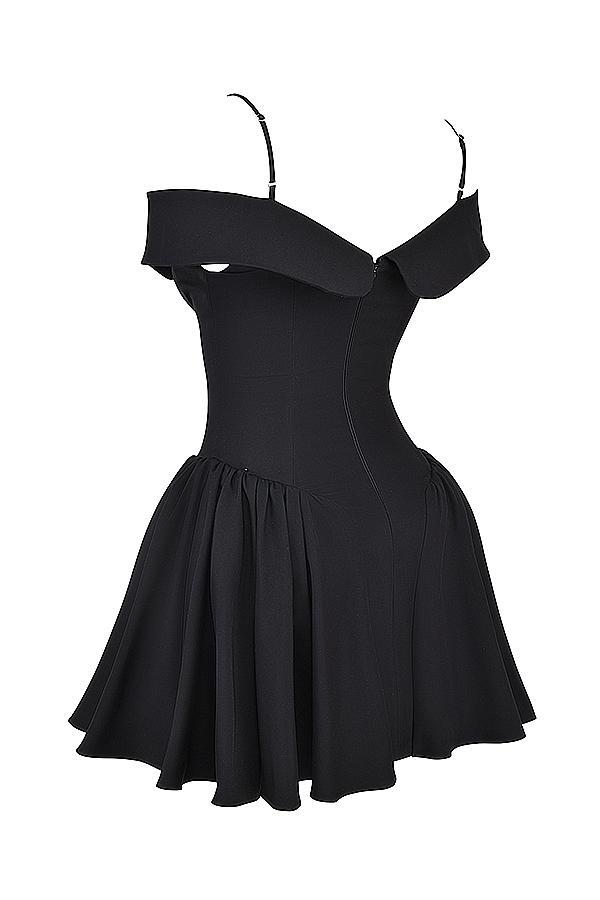 Elida Black Off Shoulder Mini Dress Product Image