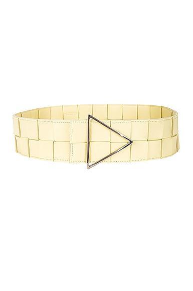 BOTTEGA VENETA Maxi Intreccio Triangle-buckle Belt In Ice Cream/silver Product Image