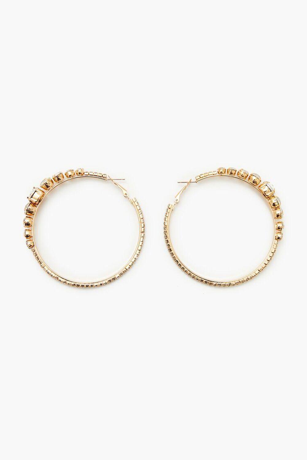 Rhinestone Omega Hoop Earrings | Forever 21 Product Image