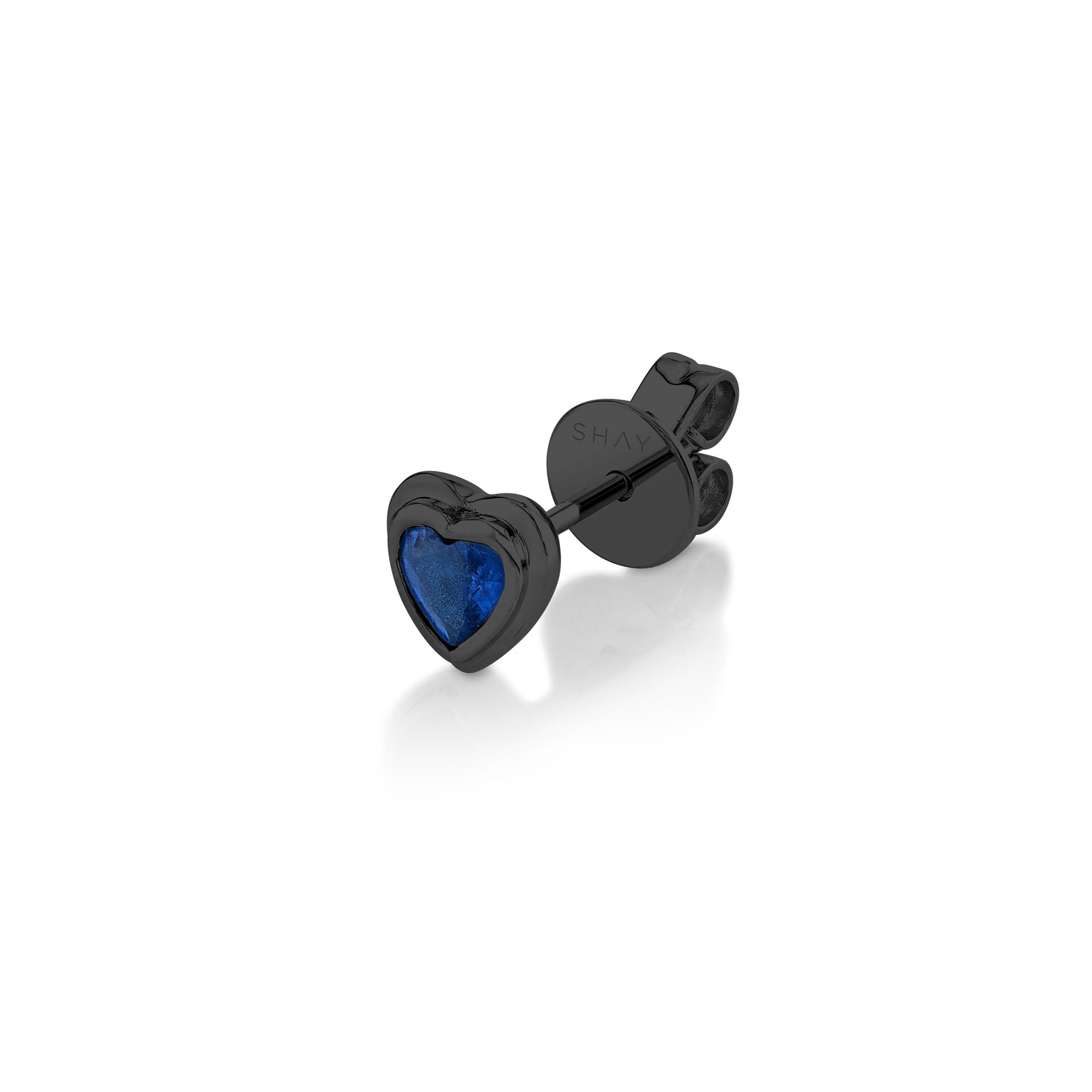 SINGLE BLUE SAPPHIRE BEZEL HEART STUD Kids Product Image