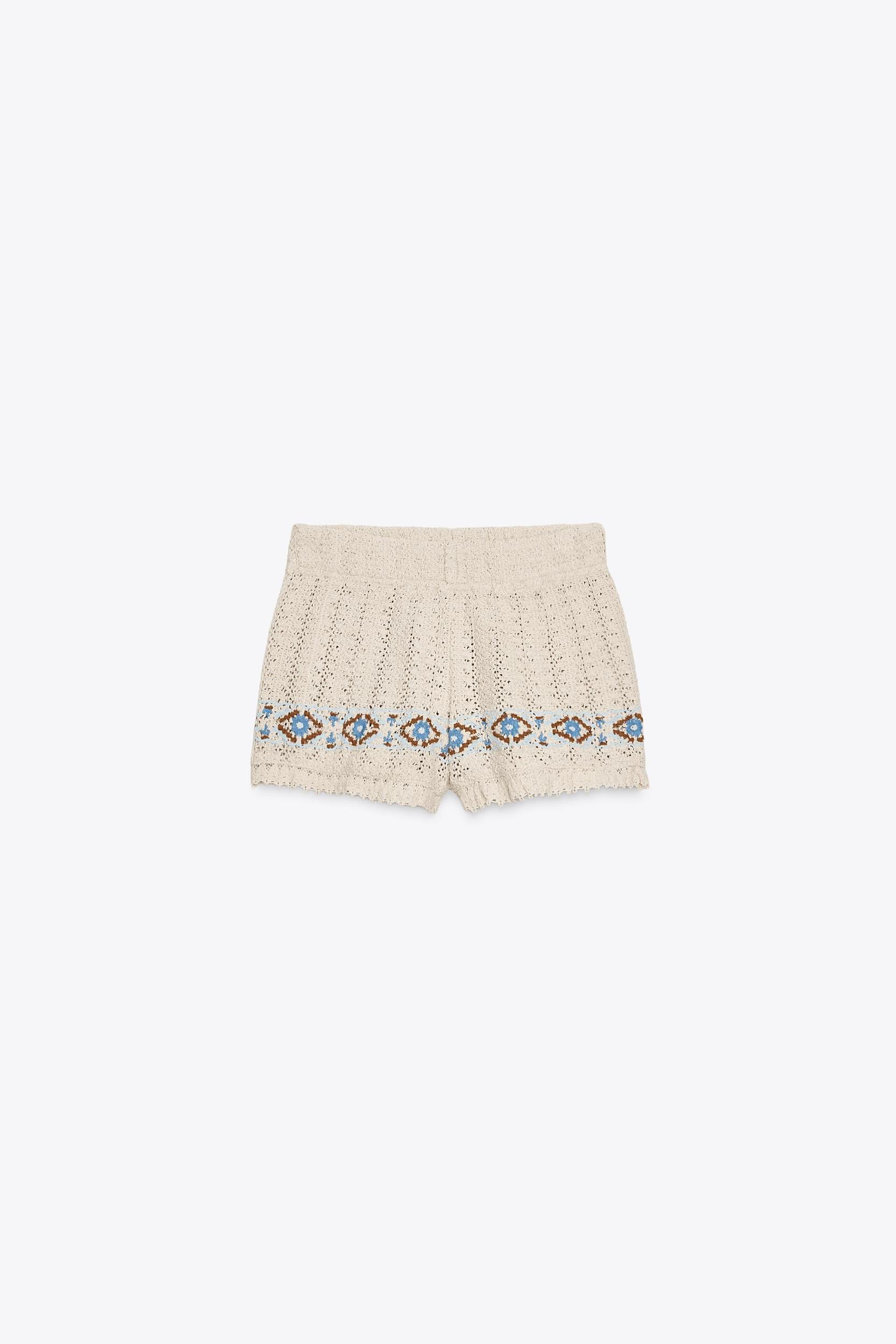 EMBROIDERED CROCHET SHORTS Product Image