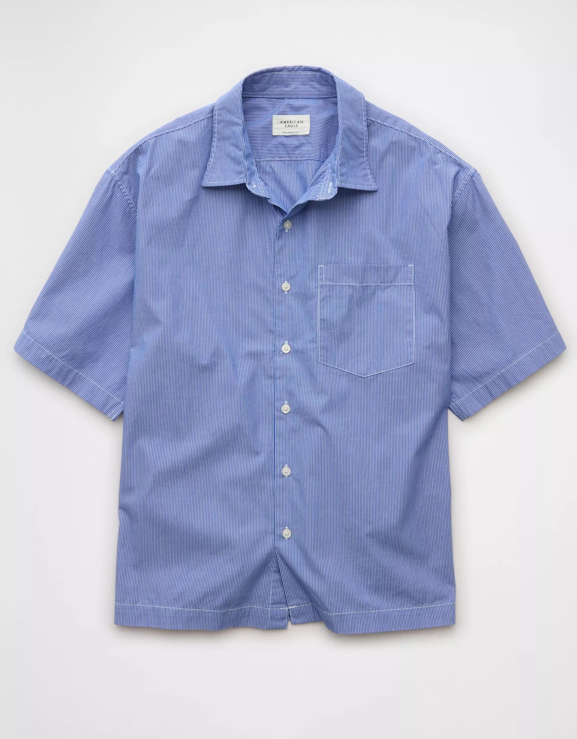 AE Poolside Poplin Striped Button-Up Shirt Product Image