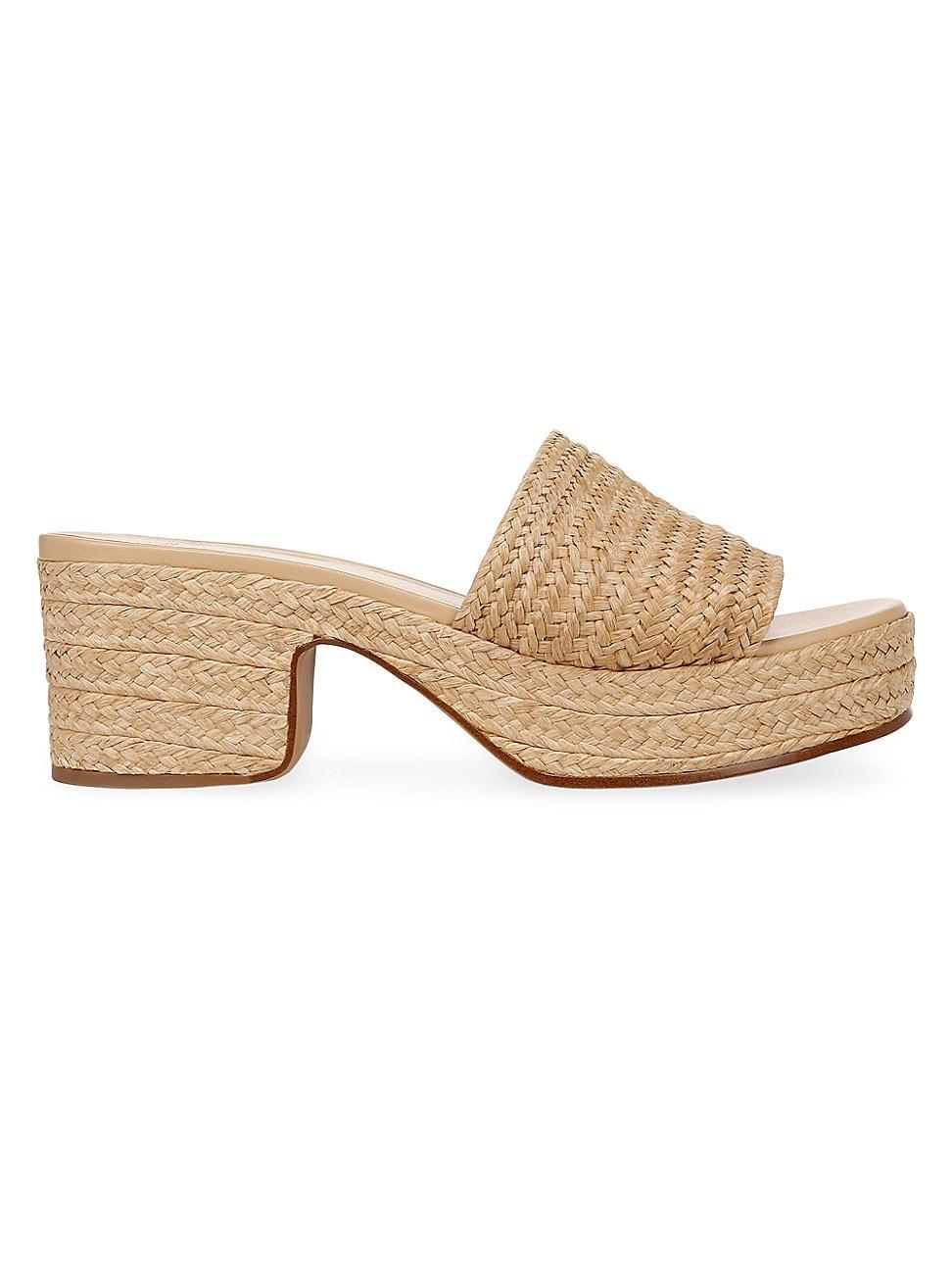 Vince Womens Margo Raffia Espadrille Block Heel Platform Sandals Product Image