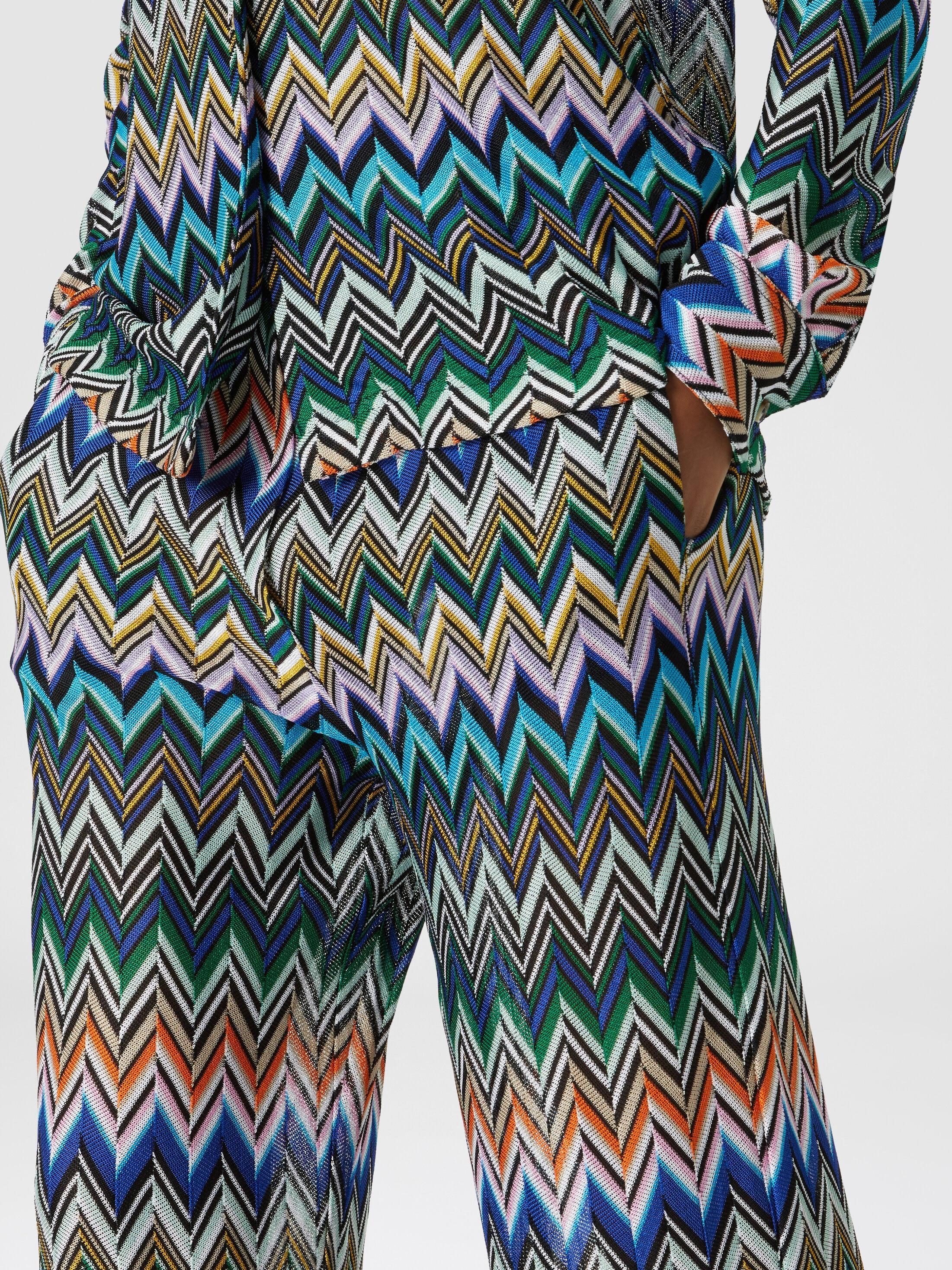 Viscose straight trousers with offset zigzag Product Image