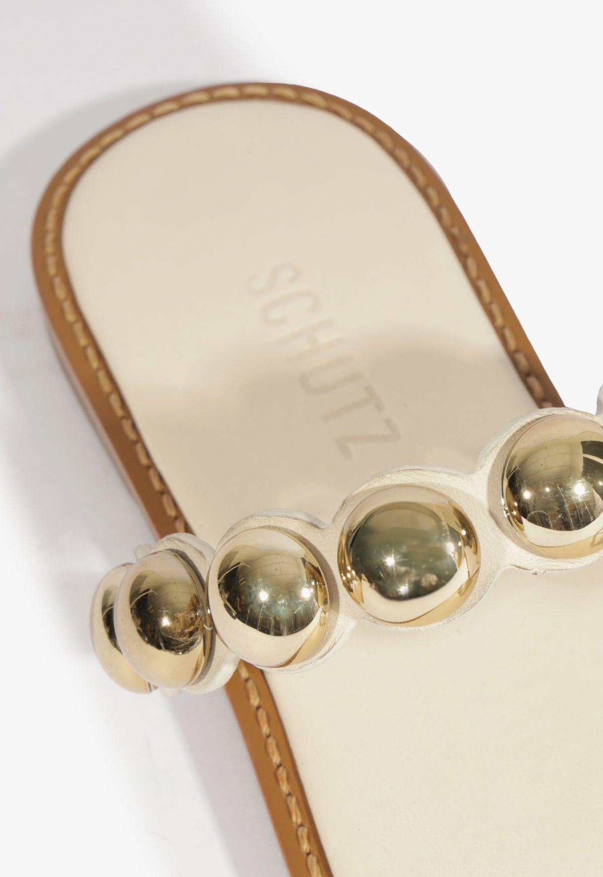 Romy White Leather Flat Sandal Product Image