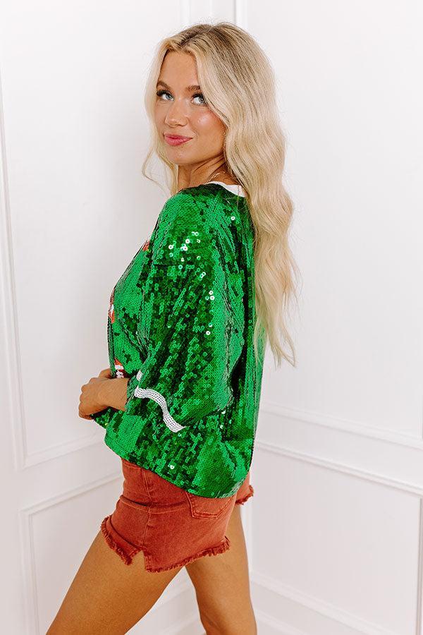 Kickoff Season Sequin Top in Green Product Image