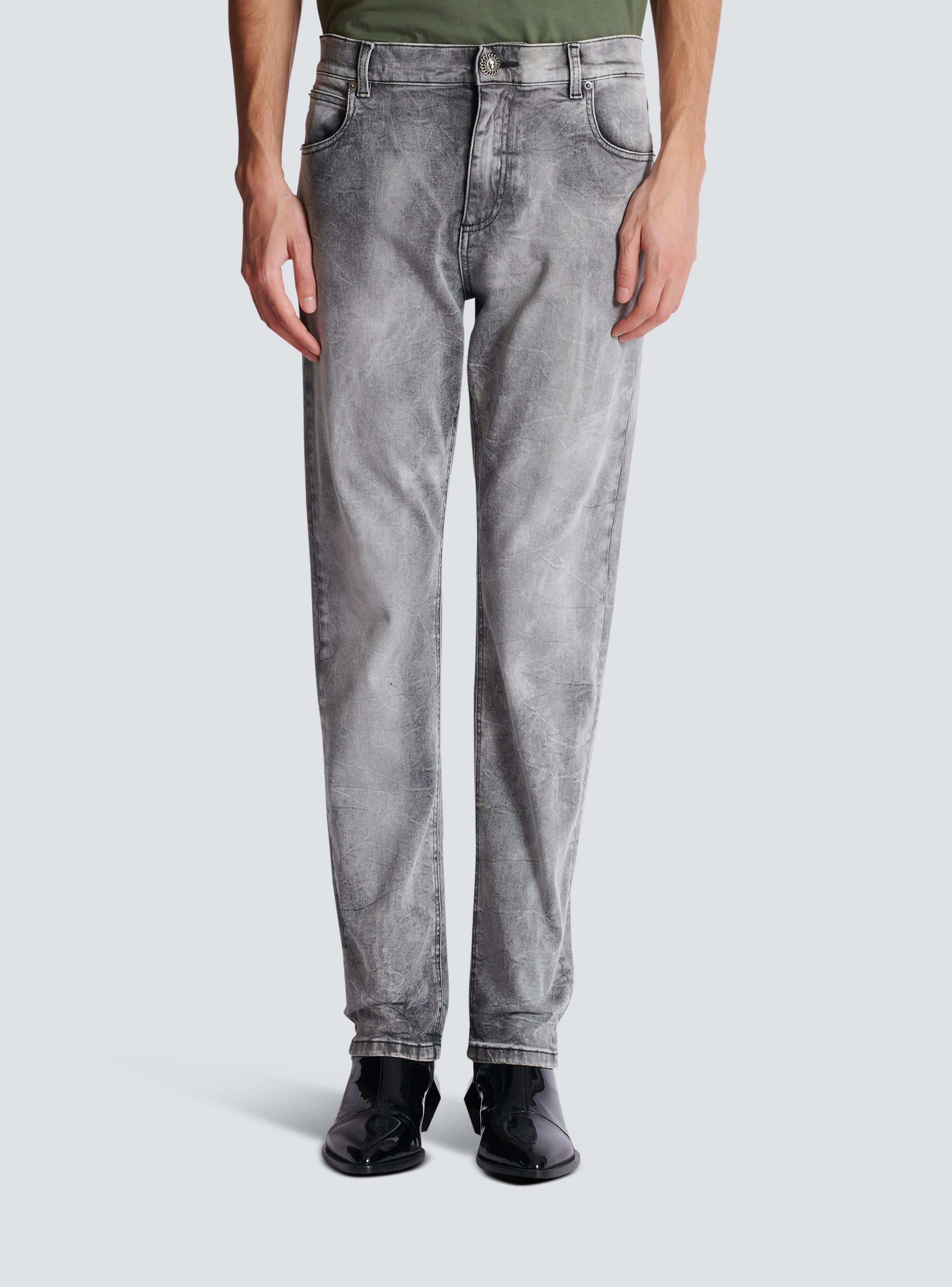 Grey denim regular-fit jeans Product Image