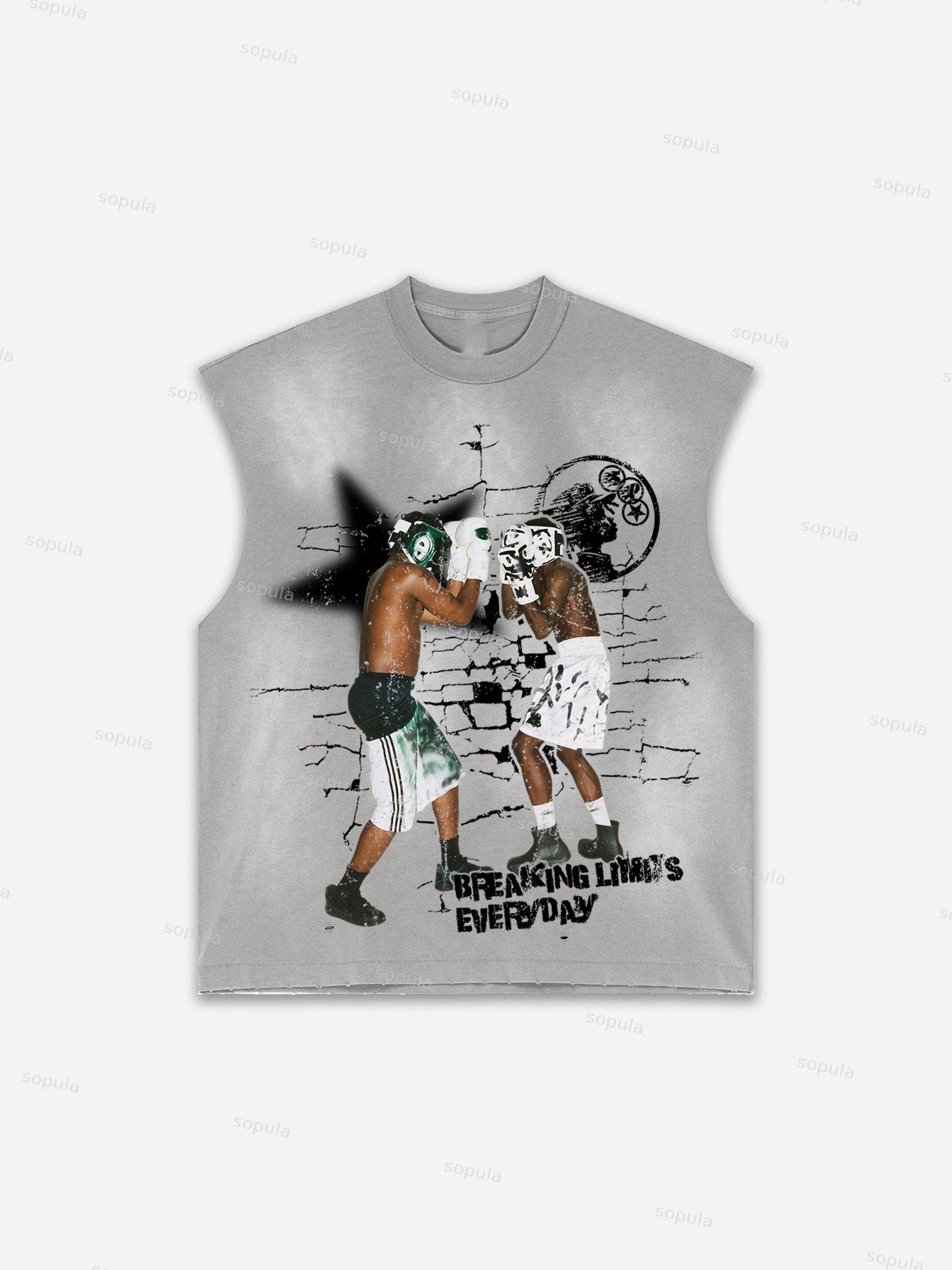 Sopula Men's Fly By Choice X Spacestation Graphic Print Distressed Tank Tops Sleeveless Shirts Product Image