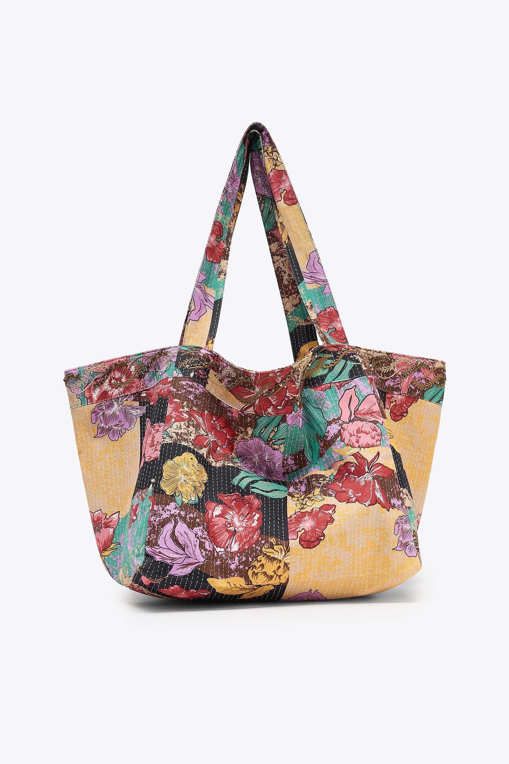LARGE PRINTED BEADED TOTE BAG Product Image
