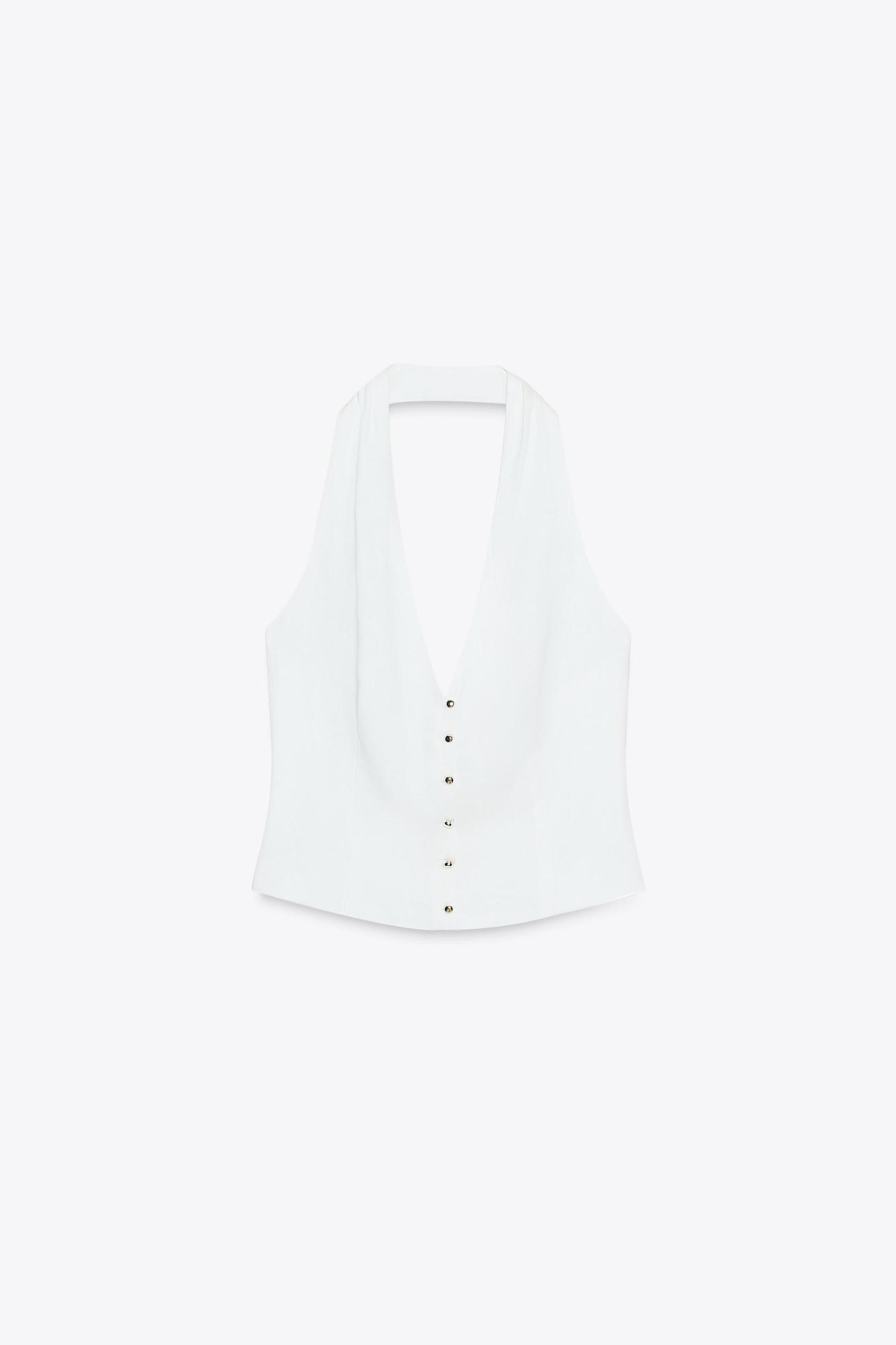 LINEN HALTER VEST TOP Product Image