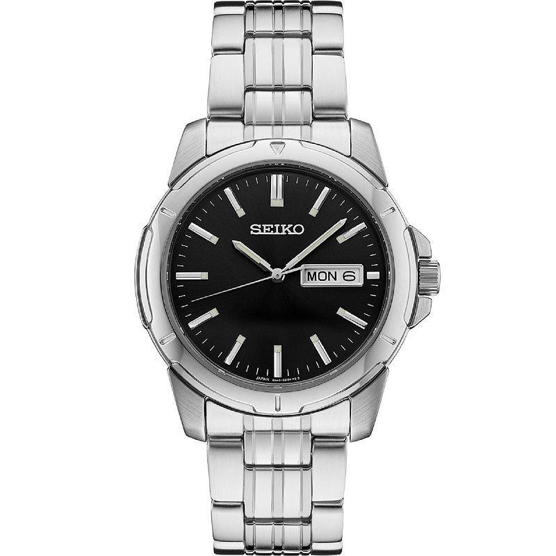 Seiko Mens Essential Stainless Steel Black Dial Watch - SUR355 Silver Product Image