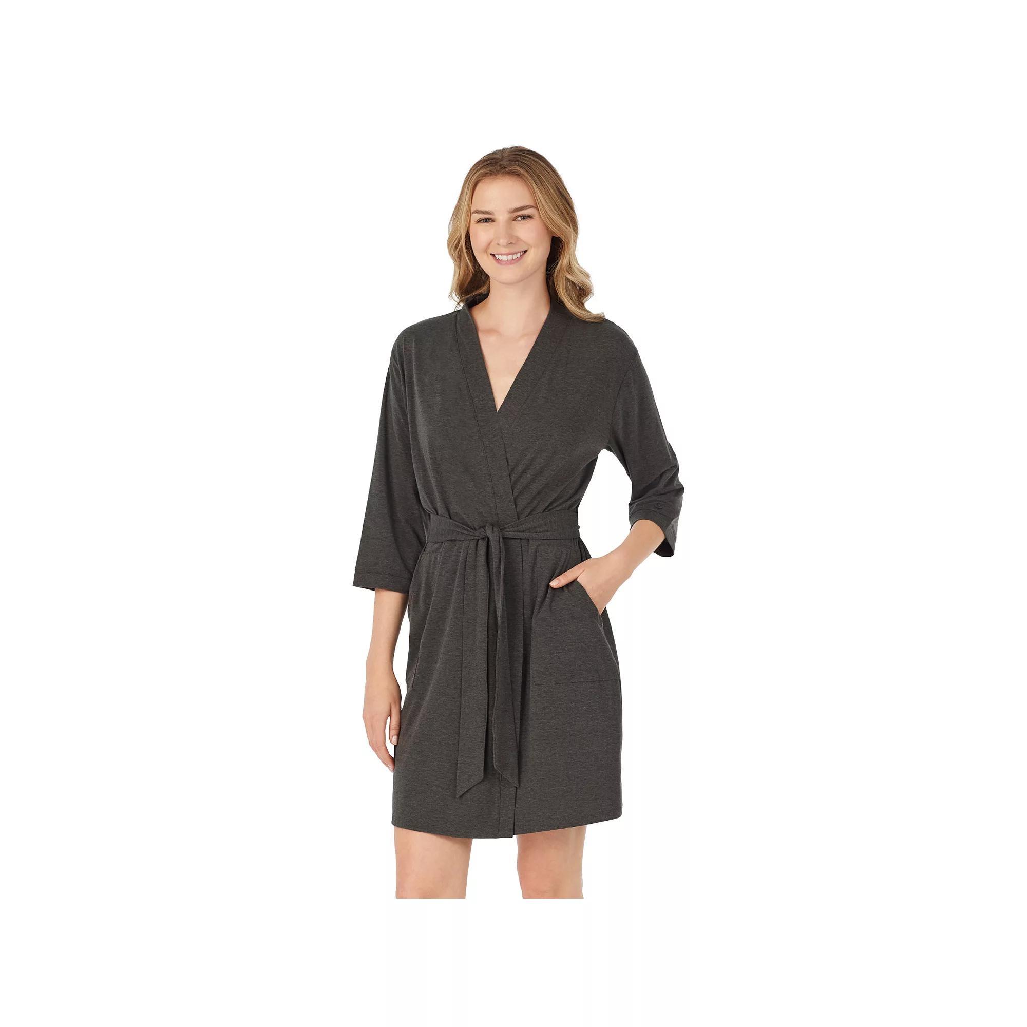 Women's Cuddl Duds® Essentials Wrap Robe, Size: Large, Grey Heather Product Image