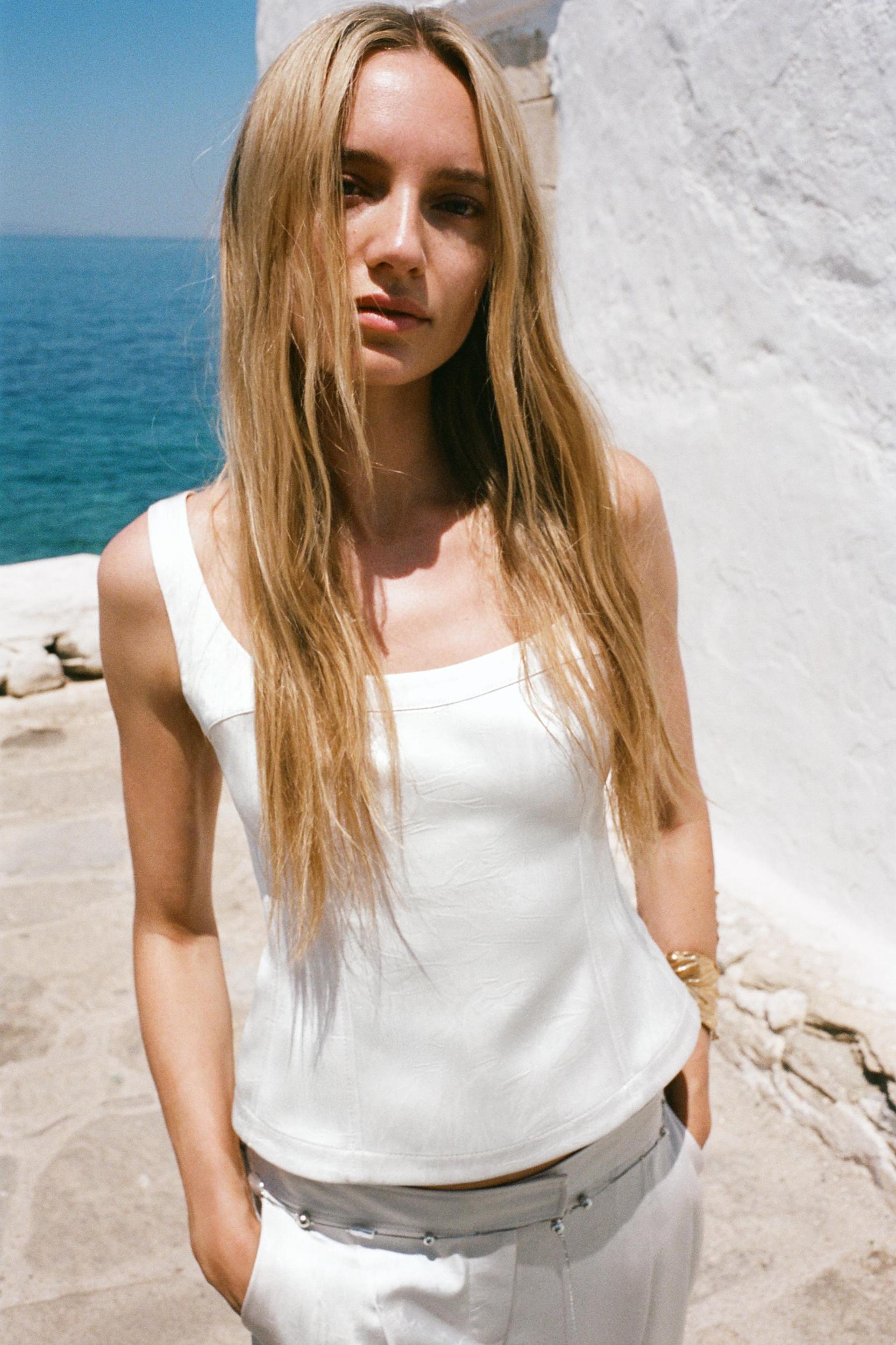 SATIN EFFECT BUSTIER TOP Product Image