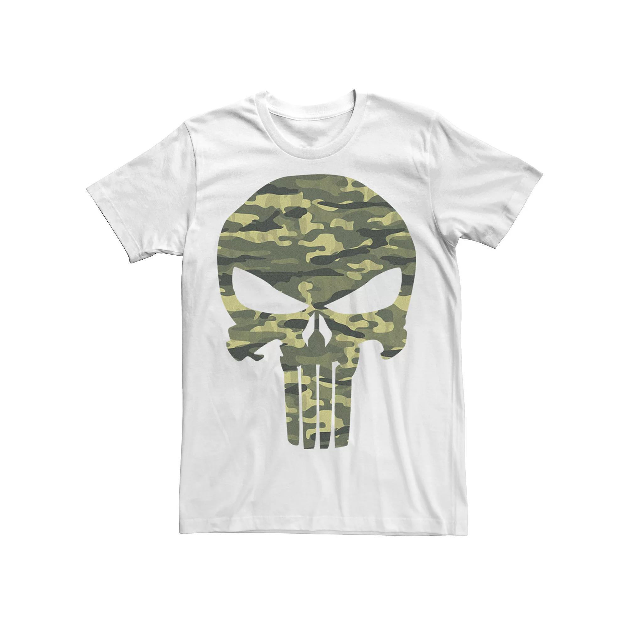 Men's Marvel The Punisher Camo Skull Symbol Tee, Size: Small, White Product Image