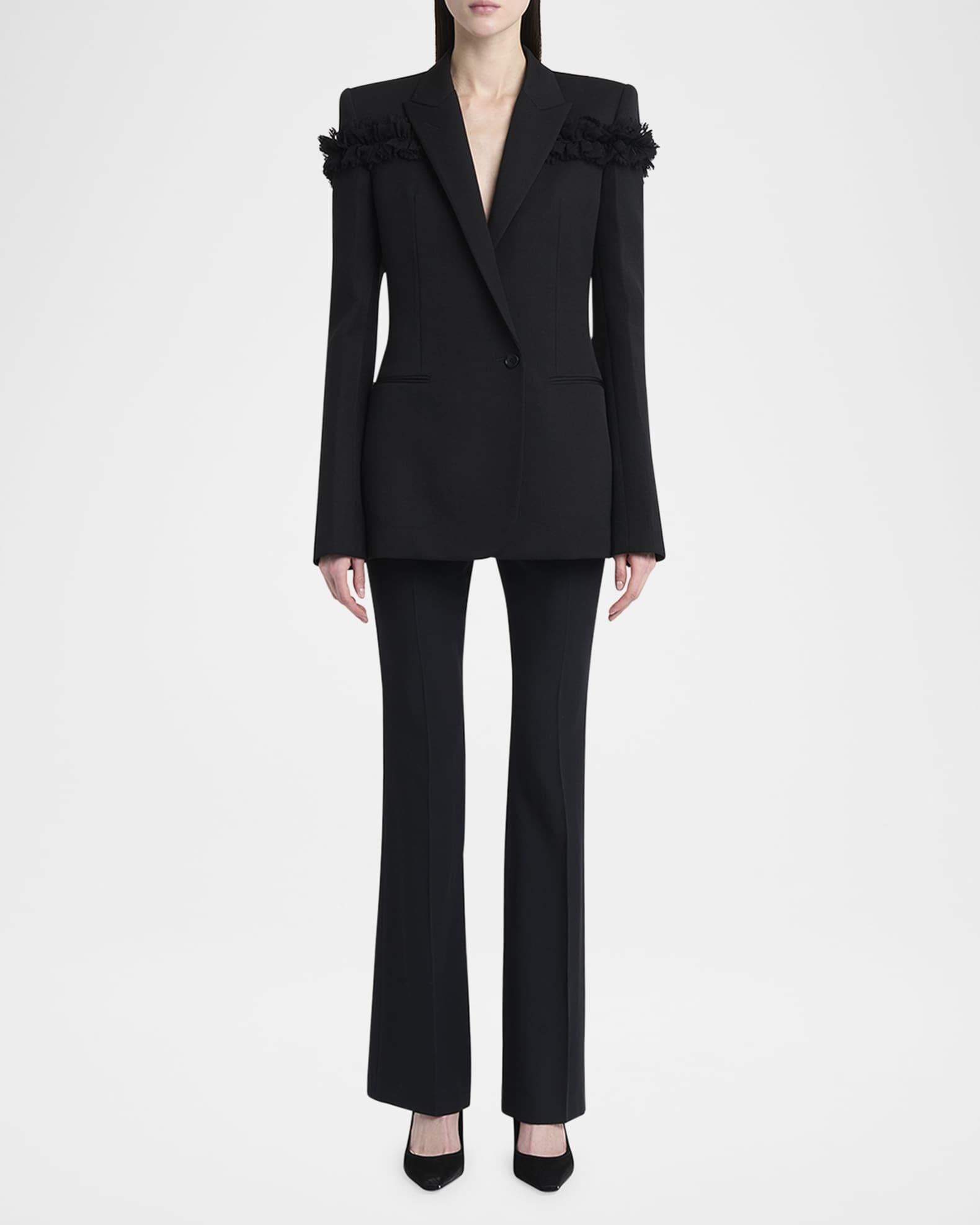 Ruffle Single-Breasted Wrap Blazer Jacket Product Image