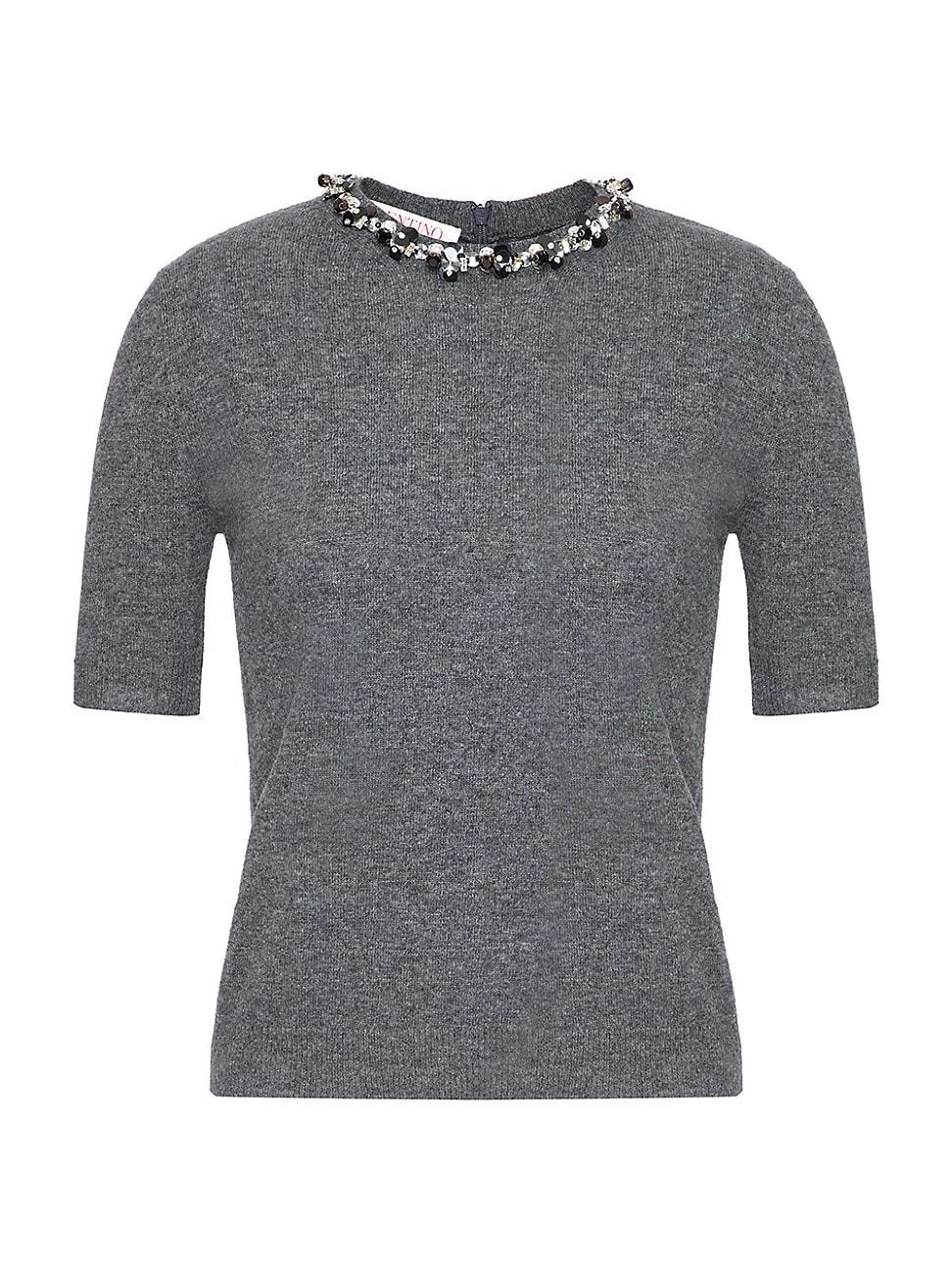 Womens Embroidered Wool Sweater Product Image