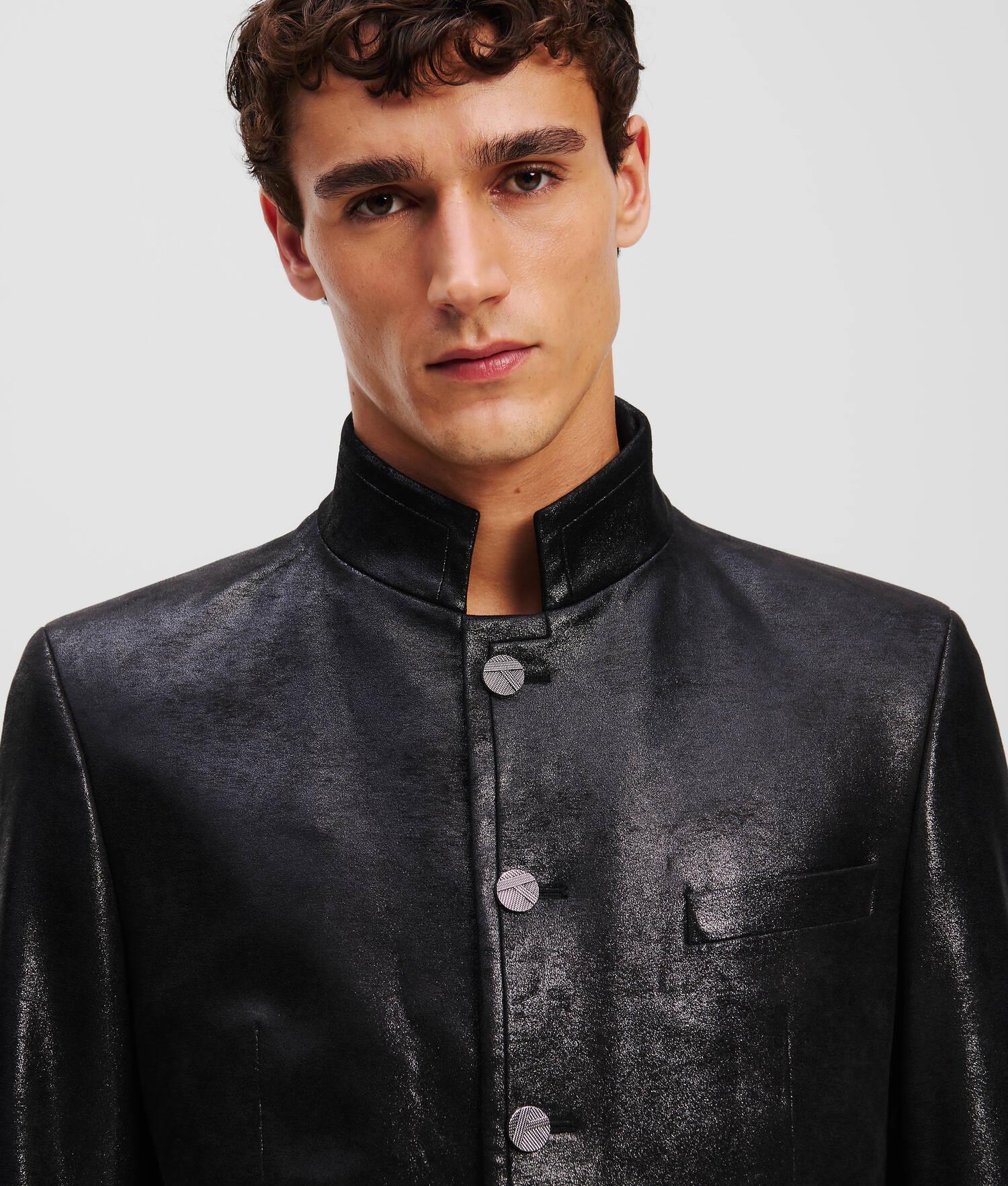 FAUX-LEATHER STAND-UP COLLAR JACKET Product Image