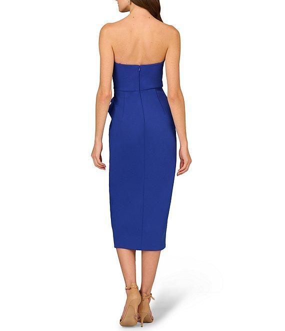 Aidan Mattox Bonded Crepe Strapless Sleeveless Embellished Drape Midi Sheath Dress Product Image