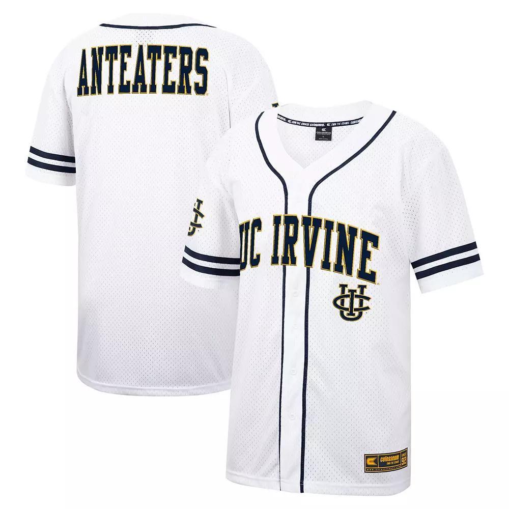 Men's Colosseum White UC Irvine Anteaters Free Spirited Mesh Button-Up Baseball Jersey,  Product Image