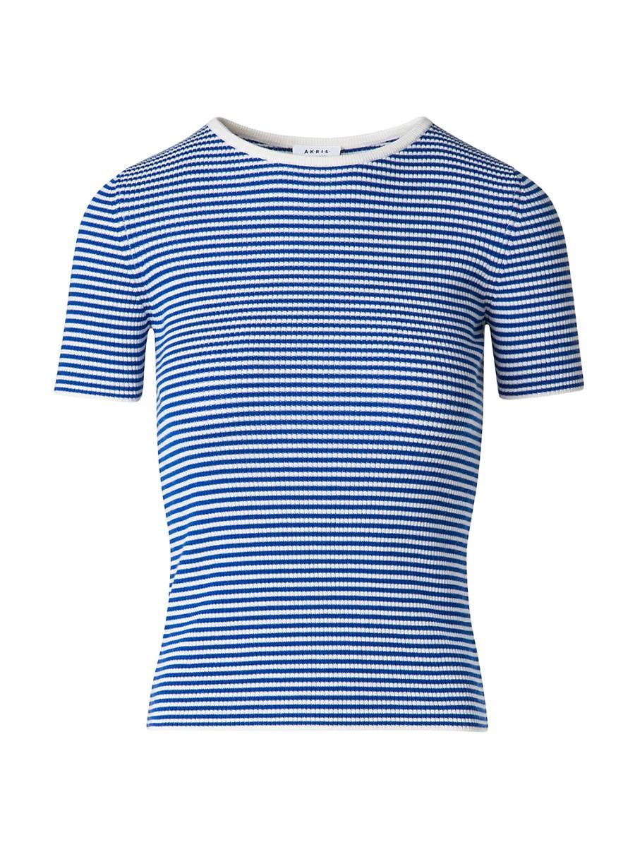 Womens Striped Rib-Knit T-Shirt Product Image