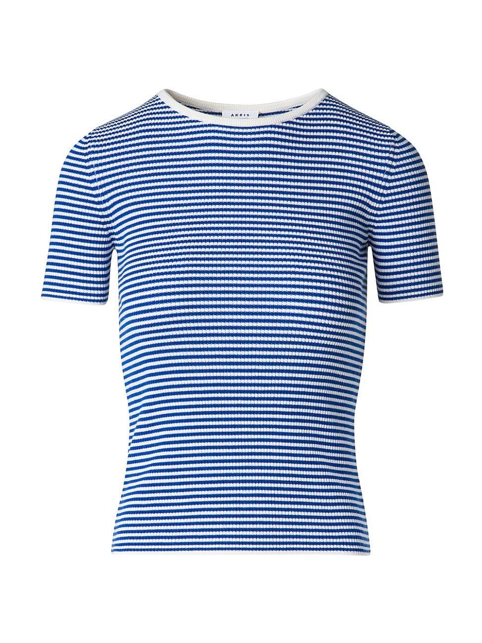 Womens Striped Rib-Knit T-Shirt Product Image